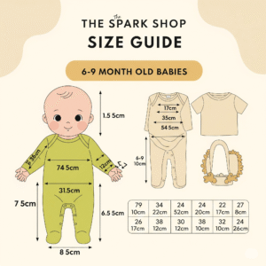 The Spark Shop Size Guide for 6-9 Month Old Babies